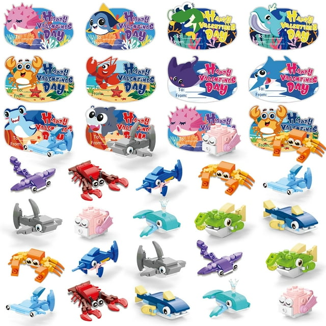 Bloques de construcción DIYDEC Valentines, 30 unidades, animales marinos