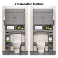 thumbnail image 6 of Noelse  Over the Toilet Storage Cabinet, Over Toilet Bathroom Organizer with 2 Doors, Adjustable Shelves, Toilet Paper Holder, 2 Side Hooks, Space-Saver for Bathroom, Laundry, Gray, 6 of 9