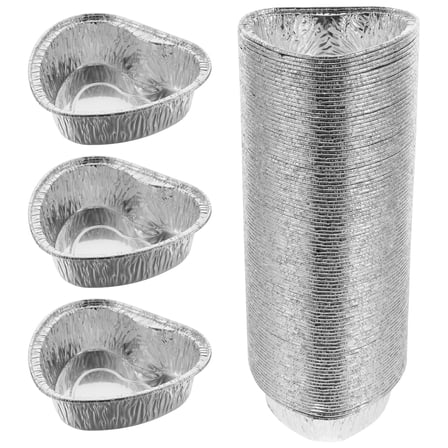 FENGGUIQU Aluminum Foil Baking Cups Silver 100Pcs