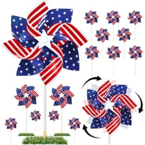 DizeyBoyo 10pcs Fourth of July Pinwheels,Red White and Blue 4th of July Decorations American Flag Pinwheel, Garden Wind Spinners Patriotic Yard Outdoor Decor, Memorial Day Independence Party Supplies