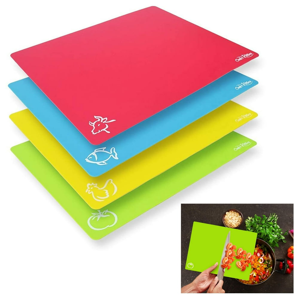 2 Pc Large Flexible Cutting Board Chopping Mat Non Slip Kitchen Tools