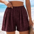 thumbnail image 6 of CQONEPT Flowy Summer Shorts for Women High Waisted Wide Leg Knitted Wide Leg Soft Pajama Shorts Vacation Outfits Wine M, 6 of 7