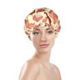 thumbnail image 2 of Chicken Wings Turkey Salami Print Double Layers Shower Cap, Reusable Waterproof Shower Cap for Women, Bath Hat for Long Hair, 2 of 5