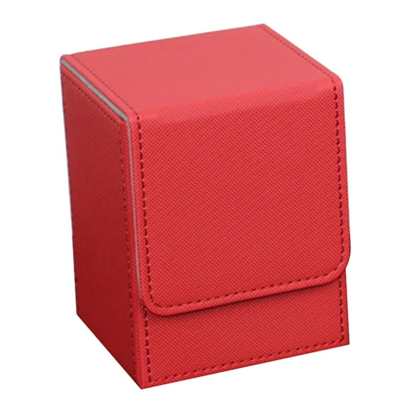 Trading Card Deck Box, Playing , Premium PU Leather Card Deck Case Red