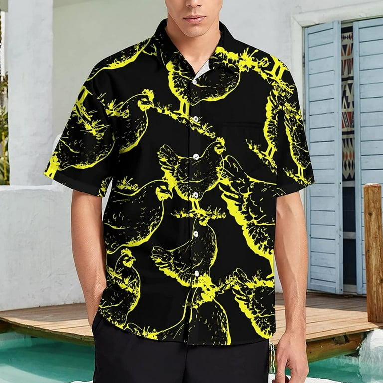 Chicken Men s Shirt Button Down Short Sleeve Hawaiian Shirts Top
