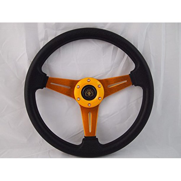 New World Motoring Steering Wheel with Adapter Gold Yellow for RZR 570