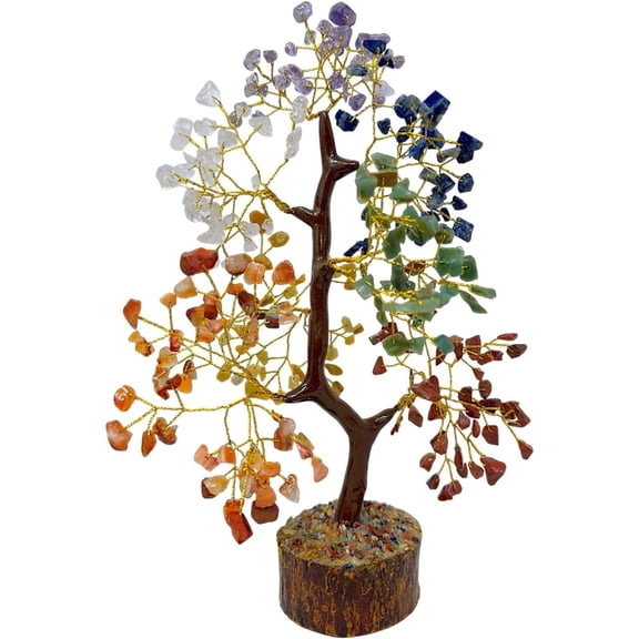 7 Chakra Crystal Tree of Life Healing Stones – Handmade Gemstone Bonsai Feng Shui Money Tree, Spiritual Meditation Decor for Home Office, Positive Energy Gift for Women