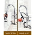thumbnail image 4 of WOWOW 21 in. Wall Mount Triple Handle Pull Down Sprayer Kitchen Faucet with Pre-Rinse Sprayer with Advanced Spray in Brushed Nickel, 4 of 6