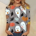 thumbnail image 6 of Icvfdpl Summer Casual T Shirts Womens Tops Dressy Hallowmas Pleated Crew Neck Long Sleeve Tee Shirt Office Work Clothes Stylish Female Outwear, 6 of 6