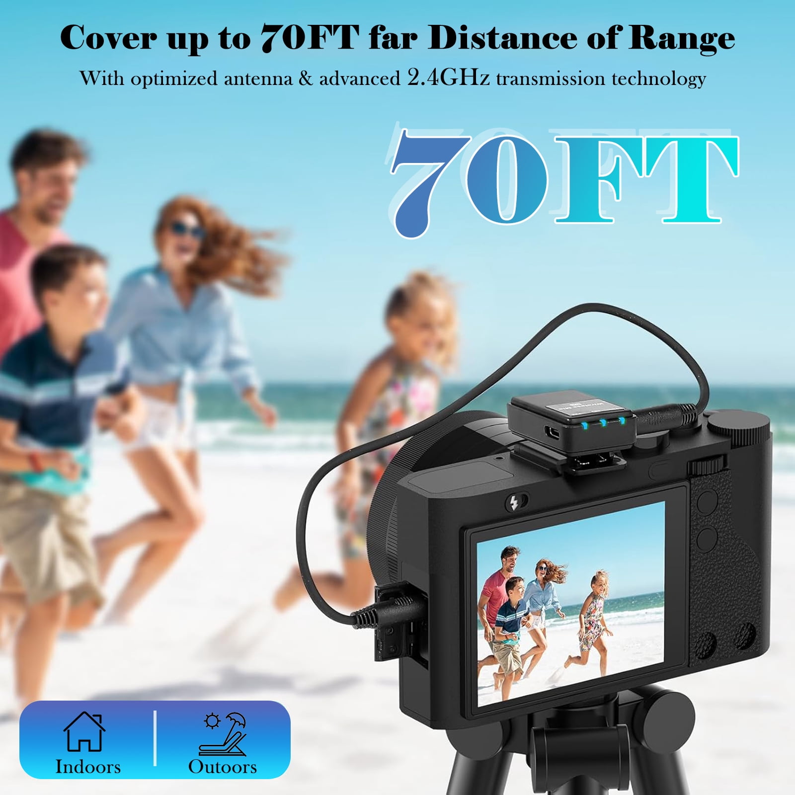RONY Dual Wireless Lavalier Microphone Compatible with iPhone Android Camera, Mini Lapel Mic System with Charging Case for YouTube Vlog Live Streaming Video Recording