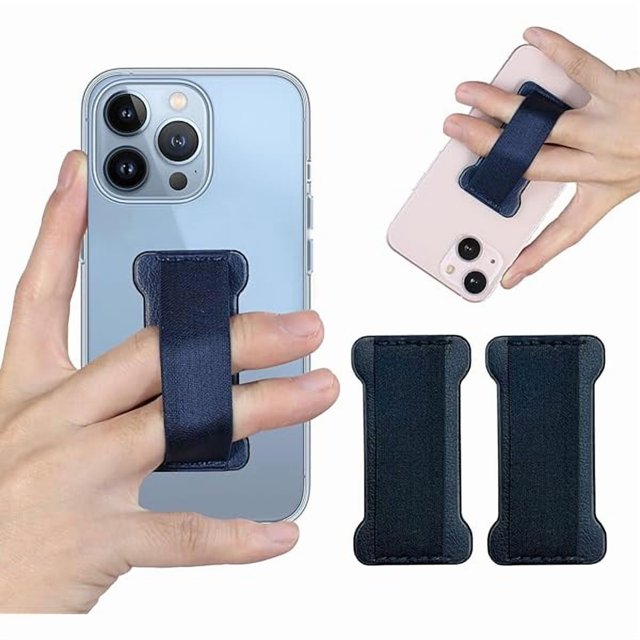 wonima44 Finger Strap Phone Holder,Cell Phone Finger Grip Strap Holder for Hand, Ultra Thin Anti-Slip Universal Cell Phone Grips Band Holder for Back of Phone - 2Pack(Dark Blue)