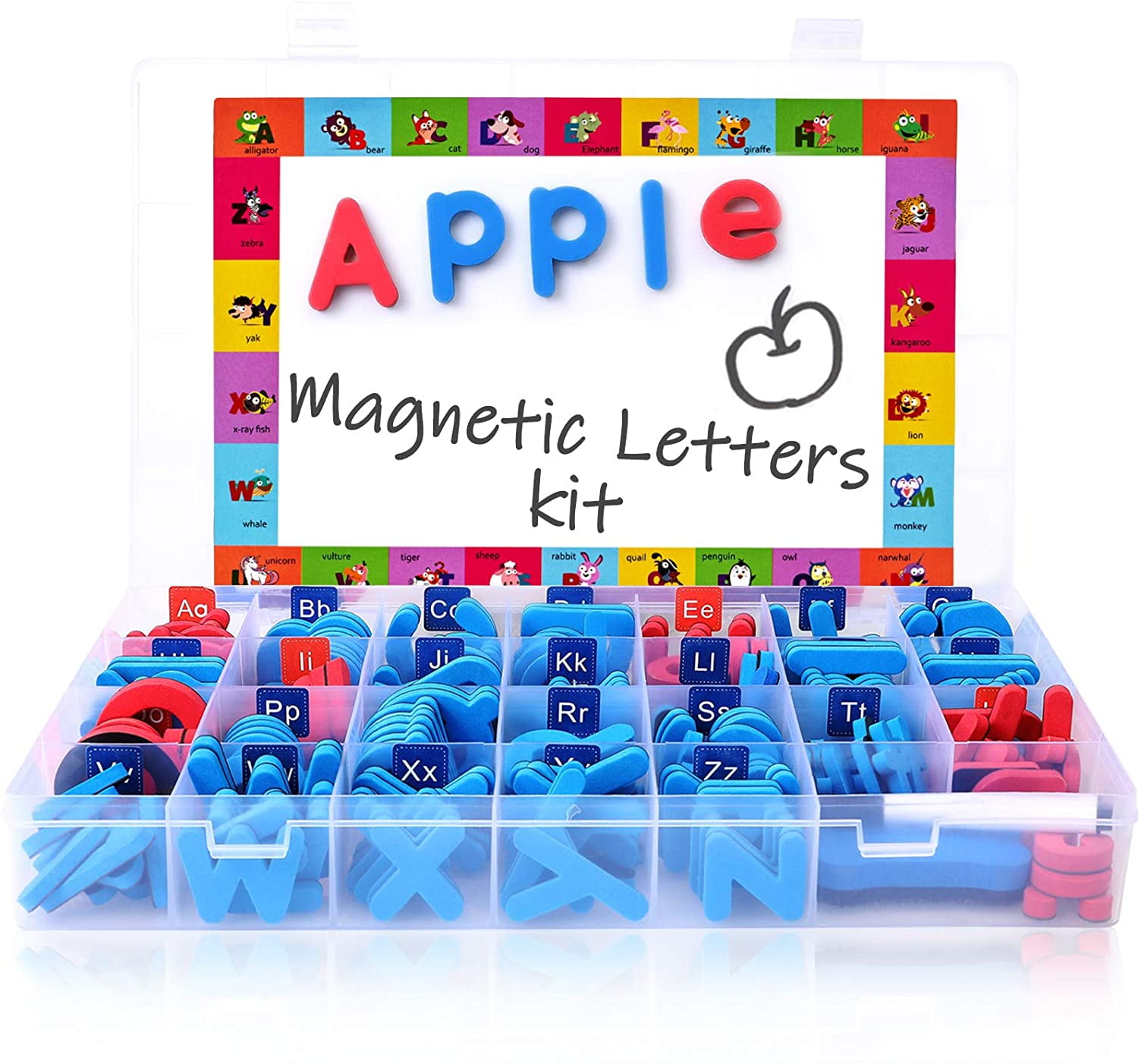 124PCS Upper Case Alphabet Fridge Magnetic Letters Set Box Children Learning Toy 