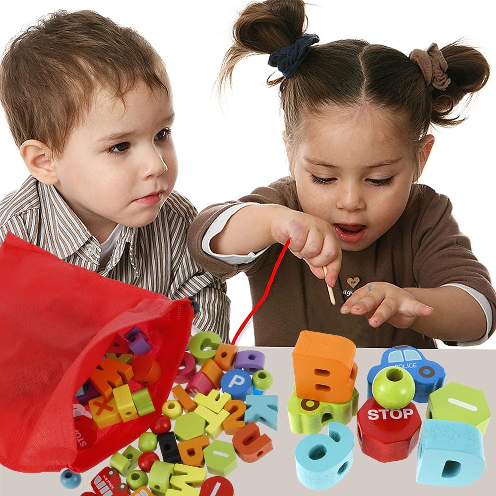 Toddlers Wooden Learning Threading Toys for Girl Boys Baby Age 1 2 3 4