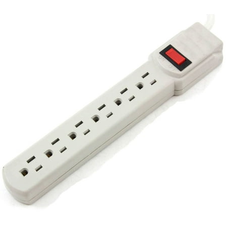 Luxrite LR61304 6 Outlet Surge Protector Power Strip, 14AWG 2.5FT Power Cord, 15A,