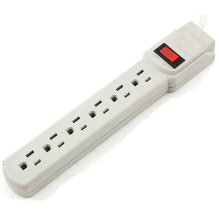 Six Outlet Surge Strip - Luxrite LR61304 6 Outlet Surge Protector Power Strip, 14AWG 2.5FT Power Cord, 15A, UL-Listed