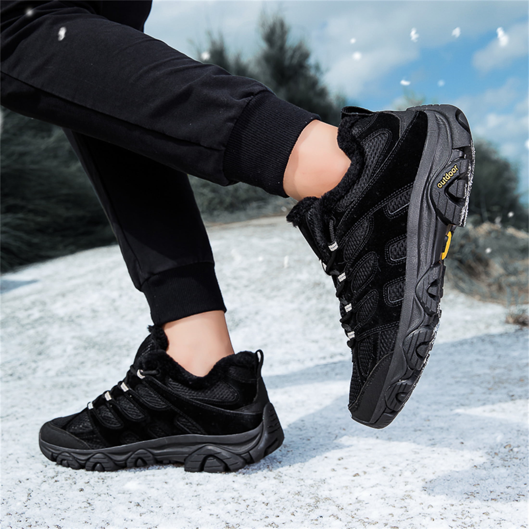 YOURDIARY Womens Mens Winter Hiking Shoes Comfortable Warm Walking Shoes