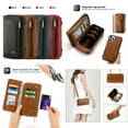 thumbnail image 1 of Tech Circle iPhone 12 Pro Max Wallet Case with Card Slot Premium Soft PU Leather Zipper Flip Folio Wallet with Wrist Strap Protective for iPhone 12 Pro Max Case,Brown, 1 of 9