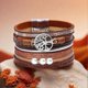 thumbnail image 4 of Multiple Layer Leather Strands Pearl Bracelet Stylish Charm Rope Bracelets Couples Present, 4 of 5