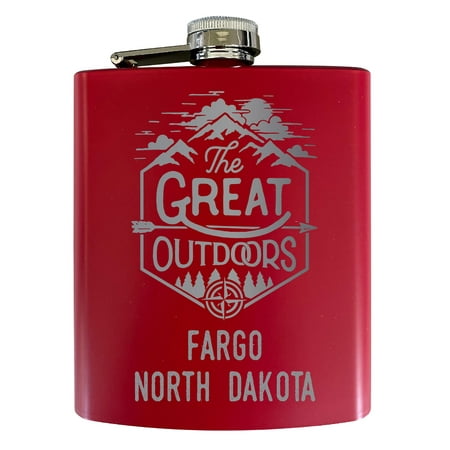 

Fargo North Dakota Laser Engraved Explore the Outdoors Souvenir 7 oz Stainless Steel 7 oz Flask Red