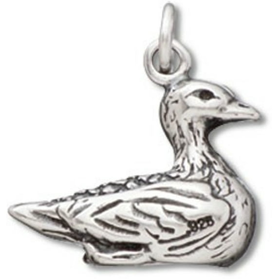 Sterling Silver 24" 1mm Box Chain 3D Swimming Duck Pendant Necklace