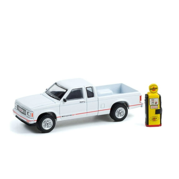 1991 GMC Sonoma ST Pickup Truck & Pennzoil Gas Pump, Greenlight 97120D/48 - 1/64 scale Diecast Car