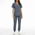 thumbnail image 5 of Pxxlle Scrubs for Women Set Jogger Pants and V Neck Short Sleeve Scrub Tops Solid Color Nursing Uniform with Pockets Gray M, 5 of 10