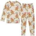 thumbnail image 2 of joogoo Gingerbread Man Snowflake Bell Pattern 2 Piece Long Sleeve Tee and Pants Cotton Pajama Set 5Y, 2 of 7