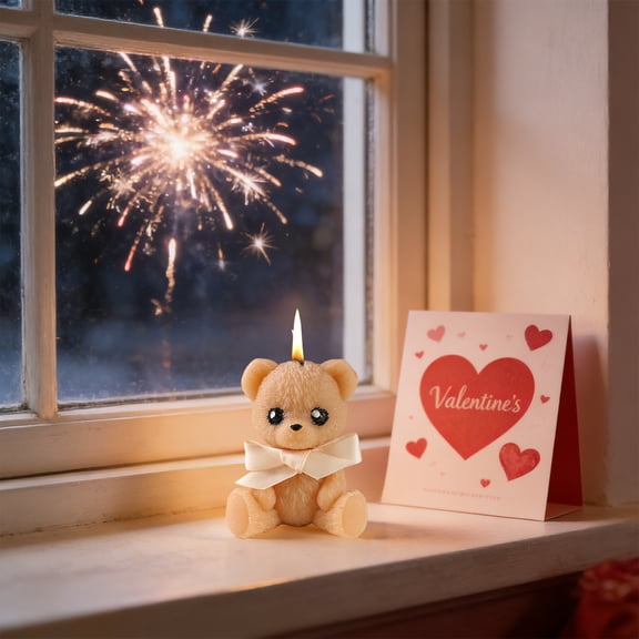 Loespoir Valentines's Day Bear Scented Candle, Gift Ornament Decorative Candle, Teddy Bear Shaped Scented Wax, For Romantic Ambiance, Gift for Him or Her, Aromatherapy(Khaki)