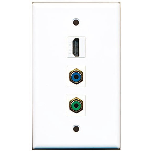 RiteAV - 1 Port HDMI and 1 Port RCA Green and 1 Port RCA Blue Wall Plate
