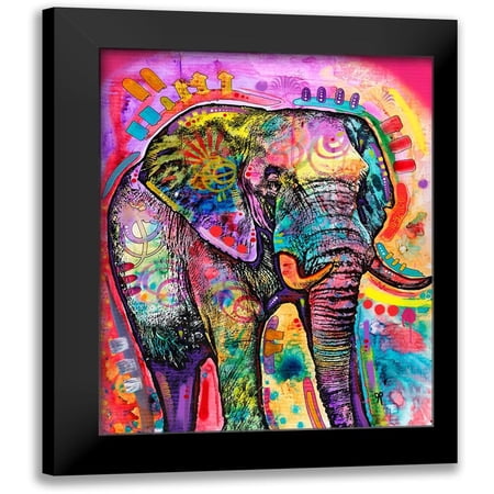 Dean Russo Collection 12x14 Black Modern Framed Museum Art Print Titled - Elephant in Charge