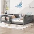 thumbnail image 3 of Bellemave Queen Size Floor Bed with Bookshelf, Wood Montessori Beds with Slats and Safety Guardrail, Low Profile Queen Bed Frame with Fence, No Box Spring Needed (Gray), 3 of 8