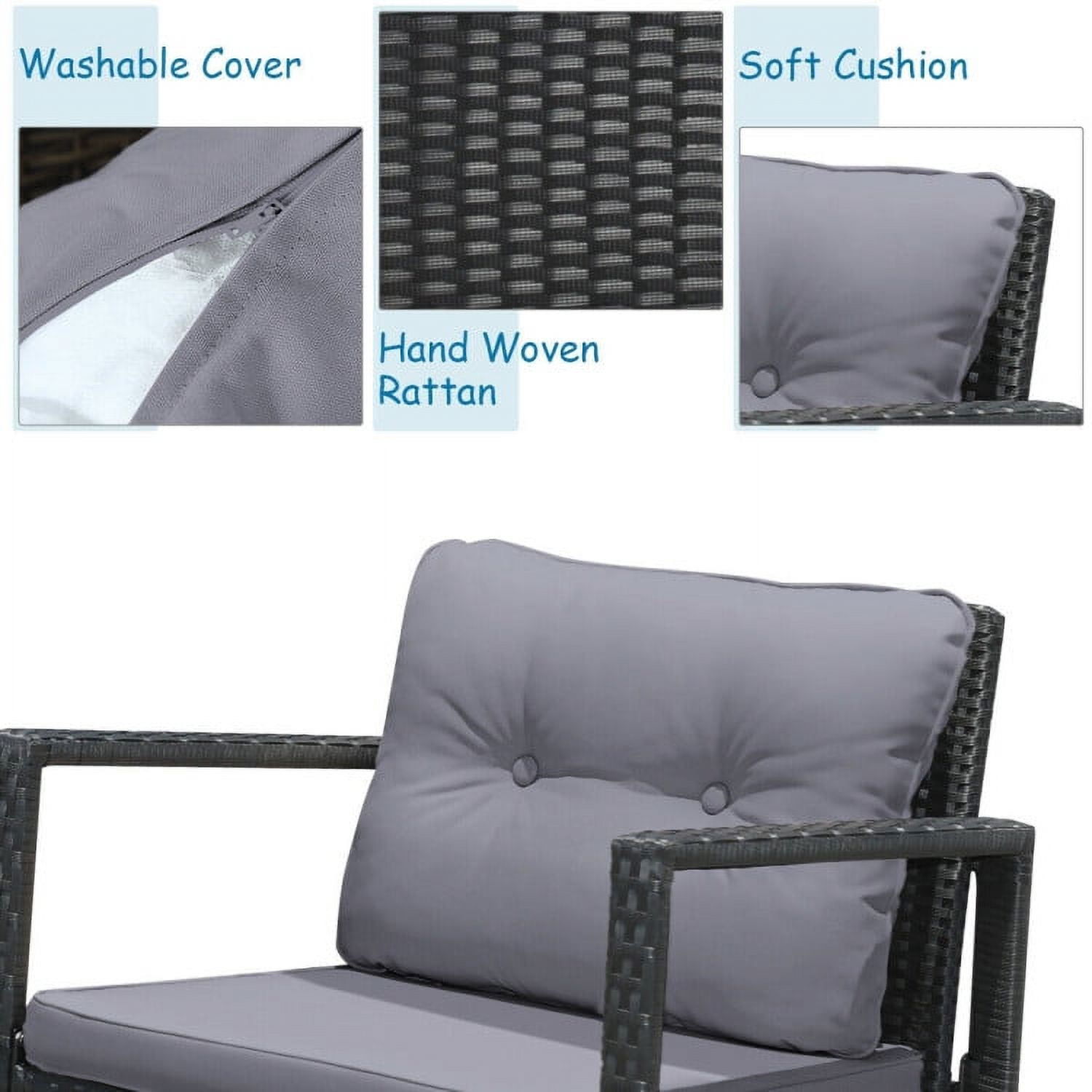 Aimee Lii 3 Pieces Patio Rattan Set Rocking Chair, Balcony Chairs, Small Patio Set, Gray Aimee Lii 3 Pieces Patio Rattan Set Rocking Chair, Balcony Chairs, Small Patio Set, Gray