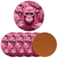 thumbnail image 2 of Monkey 6PCS Round Microfiber Leather Bar Coasters, 11x11 cm/4.3x4.3 in, Drink Coasters for Home and Kitchen, Furniture from Water Marks and Scratches, 2 of 6