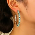 thumbnail image 4 of Awdenio Vintage Western Turquoise Large Circle C Shape Turquoise Hoop Earrings, 4 of 5