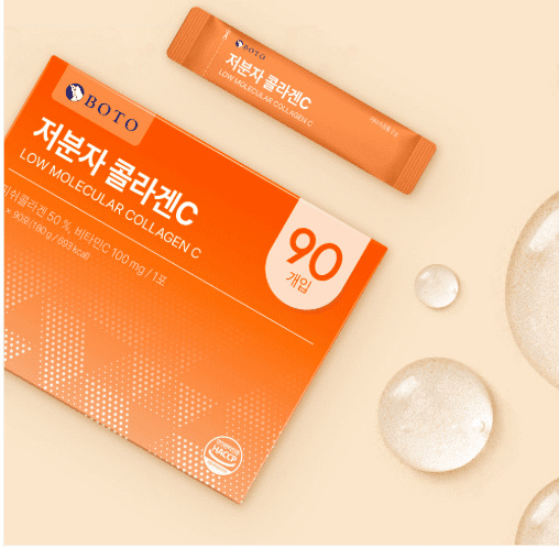 BOTO Low Collagen C - Korean Beauty Collagen Peptides Powder Supplement with Hyaluronic Acid and Vitamin for Skin Hair Nail Joint, Lemon Flavored - for 3 Month - 90 of Packs