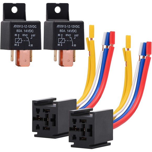 EHDIS 12V Relay Harness 5-Pin 80A Car Truck Motor Relay Heavy Duty On/Off Normally Open SPDT Relay Socket Plug 5 Wire