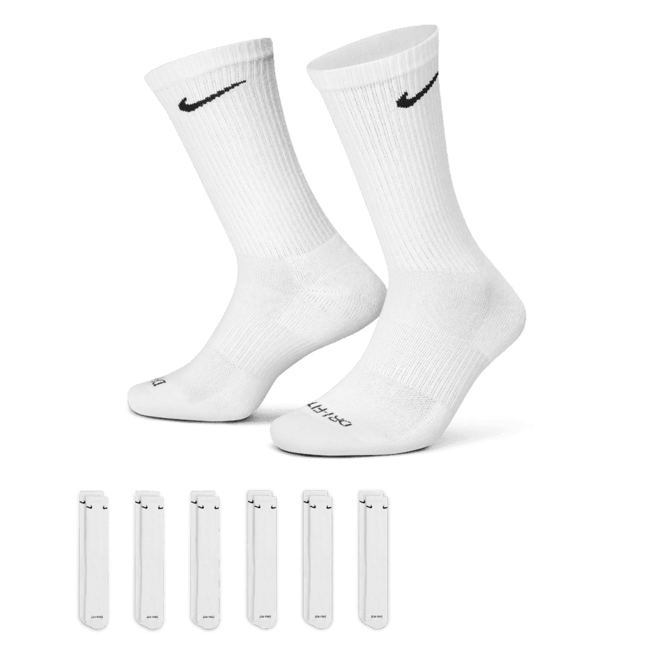 Men's Nike 6-pack Everyday Plus Cushion Crew Training Socks Color: White Size: 12-15
