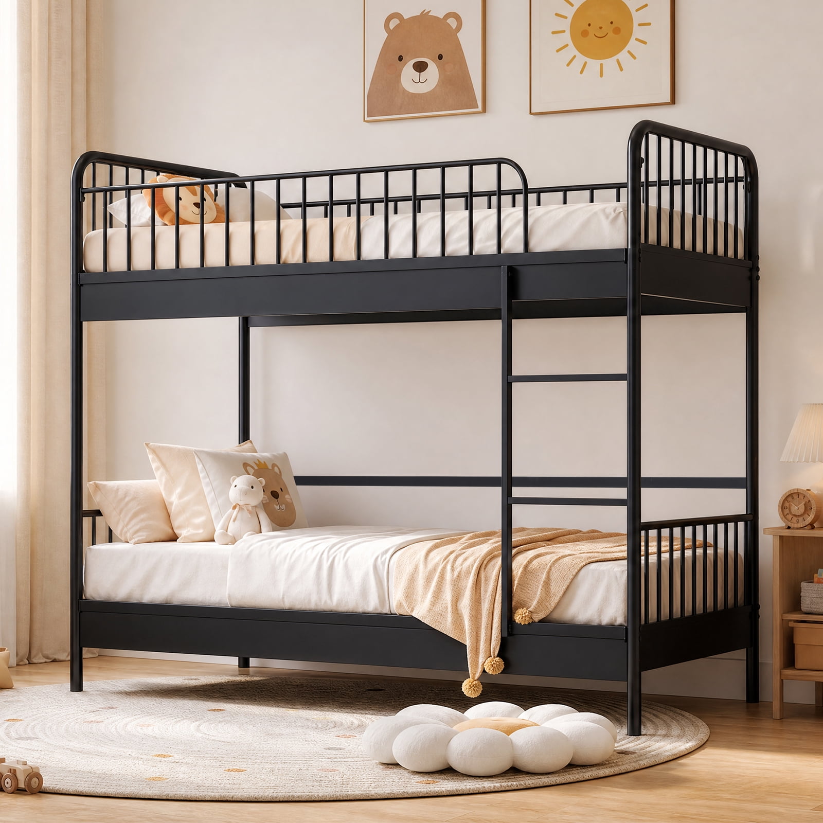 Mainstays Kids Twin-over-Twin Metal Bunk Bed, Black
