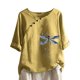 thumbnail image 2 of ICHUANYI Clearance Women Summer Sexy Print Regular Button Round Neck Short Sleeve Women Short Sleeves Top(Yellow, XXL) ICHUANYI WER2023081508762, 2 of 6