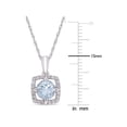 thumbnail image 3 of 3/4 Carat (Ctw) Aquamarine Pendant Necklace with Diamonds in 10K White Gold with Chain for Women, 3 of 6