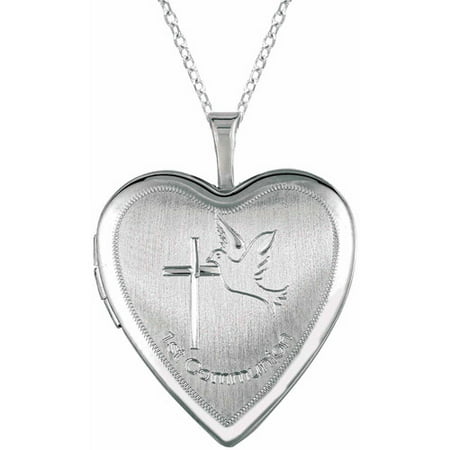 Sterling Silver Heart-Shaped with Cross Dove Locket