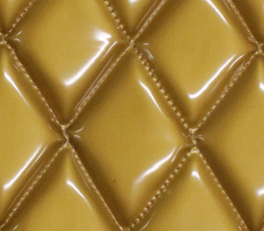 Quilted Vinyl Padded Upholstery Fabric w 3/8" Foam Backing Glossy Grain 2"x3" Diamond /52" Wide/Continuous Yard/ Commercial Seating, Easy-clean Surface, Accent Chair, Couch Cushion Cover (GOLD)