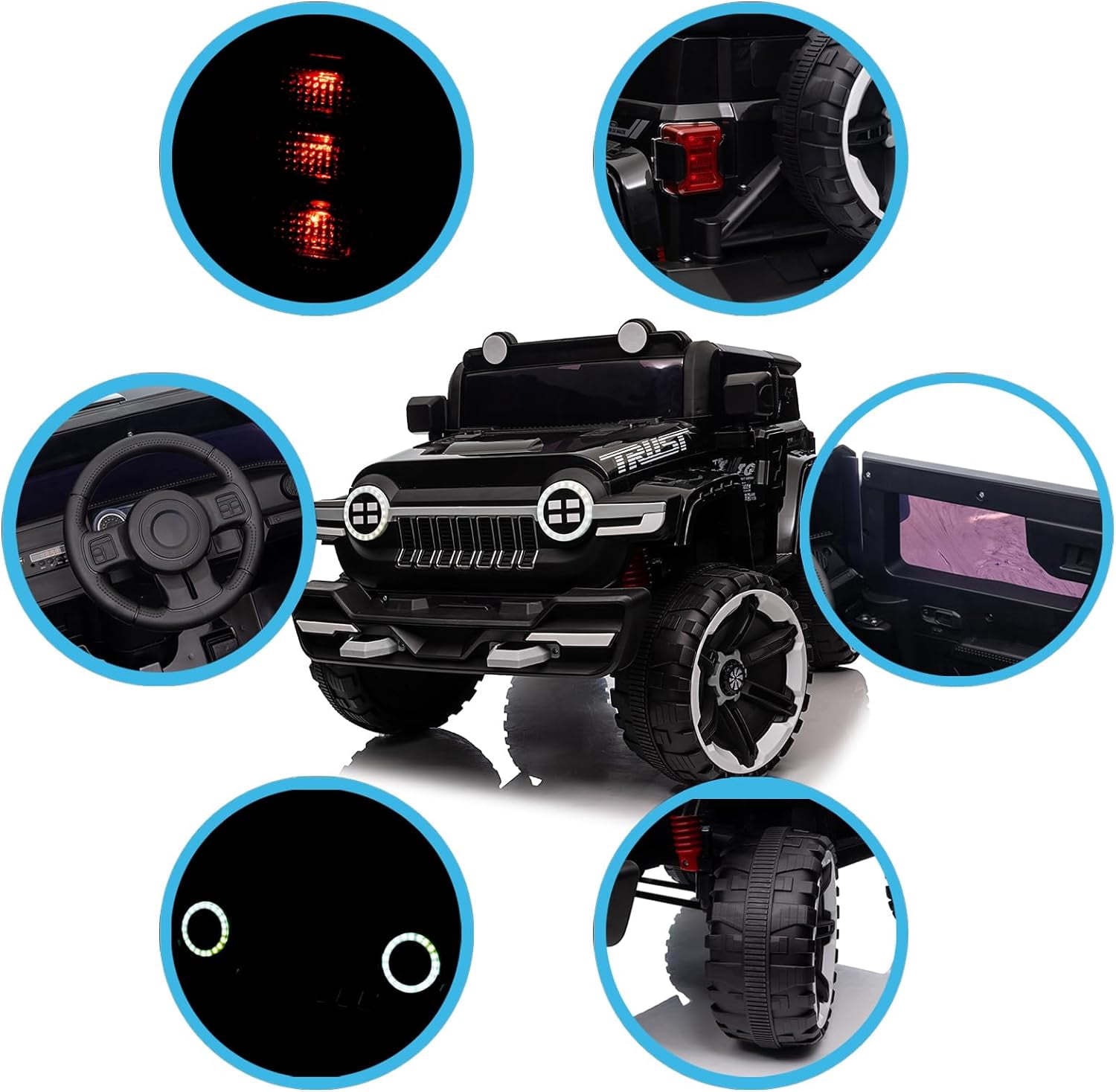 Yesfashion 12V Ride on Car Off-Road Electric SUV Ride on Toy 25W*2 Battery Powered Ride on Toy Vehicle with Remote Control MP3 LED Lights Off-Road Tires
