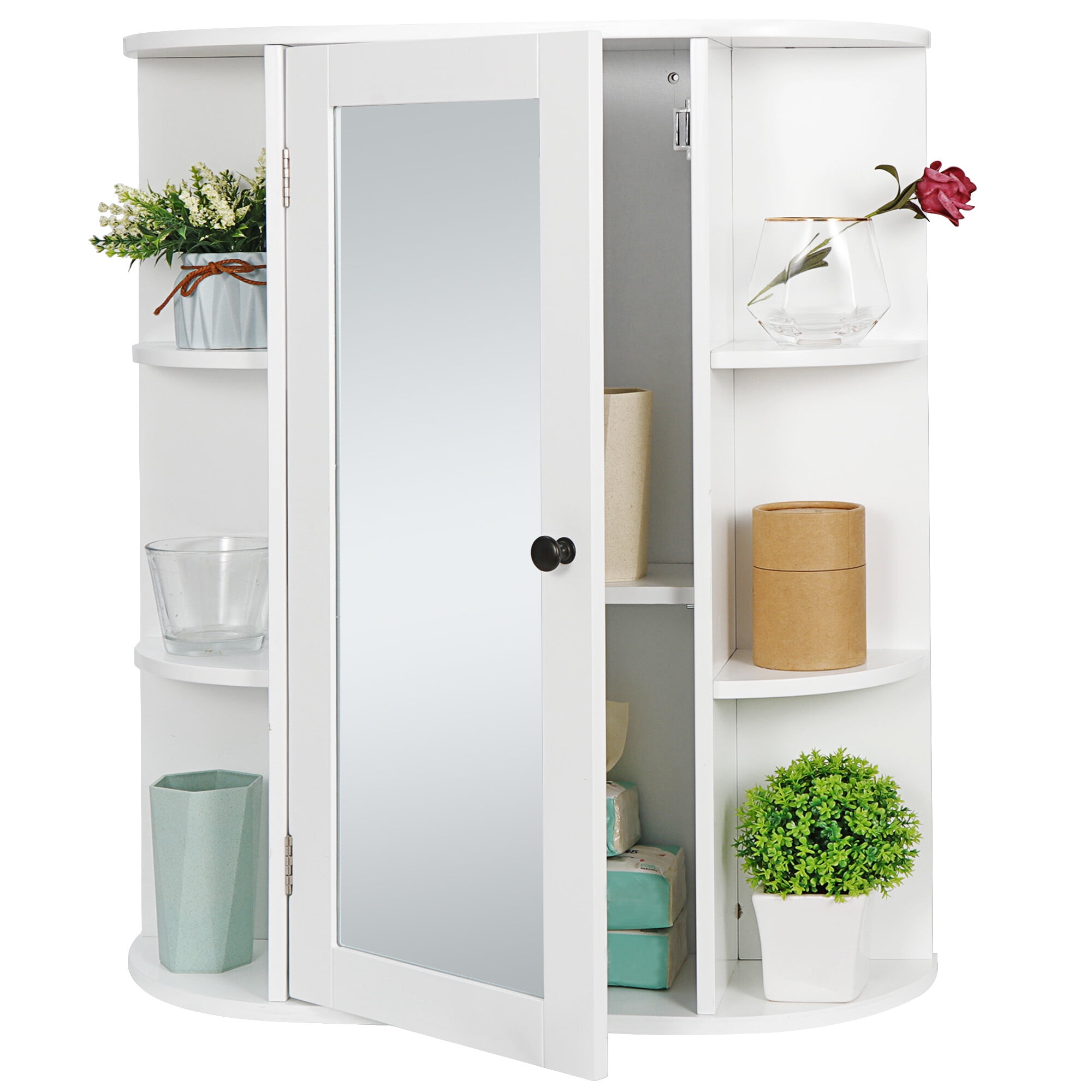 Sansai Modern 2 Glass Doors Wall Cabinet Bathroom Storage White or Dark Espresso 