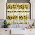 thumbnail image 4 of 3 Piece Kitchen Curtains and Valances Set Sunflower Cafe Curtains 24 Inch Length Country Botanical Yellow Green Floral Leaf Valance & Tier Curtain for Living Room Bedroom Window 54"x18"+27"x24"*2, 4 of 6