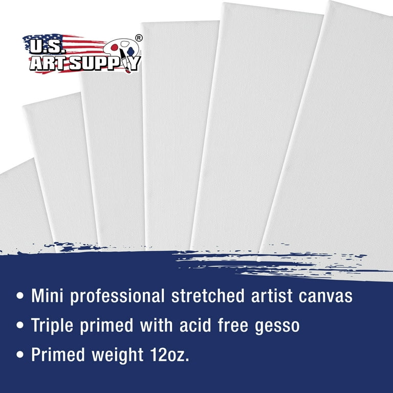 US Art Supply 8 Mini Natural Easel & 4x6 Mini Canvas Complete Craft Painting Set Pack of 12