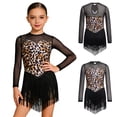 thumbnail image 3 of Eandarui Girls Leopard Print Latin Dance Dress Fringe Cha Cha Salsa Competition Skirt Ballroom Dance Outfits Black 16, 3 of 7