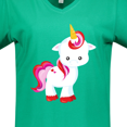 thumbnail image 4 of Inktastic Cute Little Unicorn With Red And Pink Mane, Hearts Women's V-Neck T-Shirt, 4 of 5