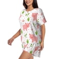 thumbnail image 2 of Fuzoiu Funny Little Pigs Print Women's Short-Sleeved Pajama Set,Lounge Sleepwear Set,Womens Pajama Sets 2 Piece,Button-Up Top and Shorts with Pockets-Large, 2 of 7