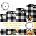 thumbnail image 4 of Fsddascl Thanksgiving Blackout Curtains for Bedroom/Living Room, Thermal Insulated Kitchen Curtains, Fall Orange Pumpkin Sunflowers Black Plaid Grommet Darkening Window Treatment Drapes 52"x84"x2, 4 of 6